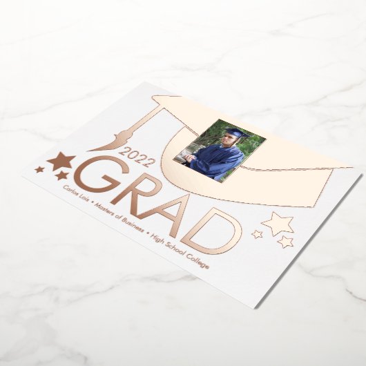 卒業キャップ写真プレス箔発表 箔招待状 (回転した状態)