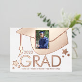 卒業キャップ写真プレス箔発表 箔招待状 (立ち正面)