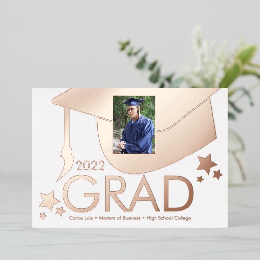 卒業キャップ写真プレス箔発表 箔招待状