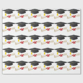 卒業キャップ及びガウン包み紙 ラッピングペーパー (フラット)