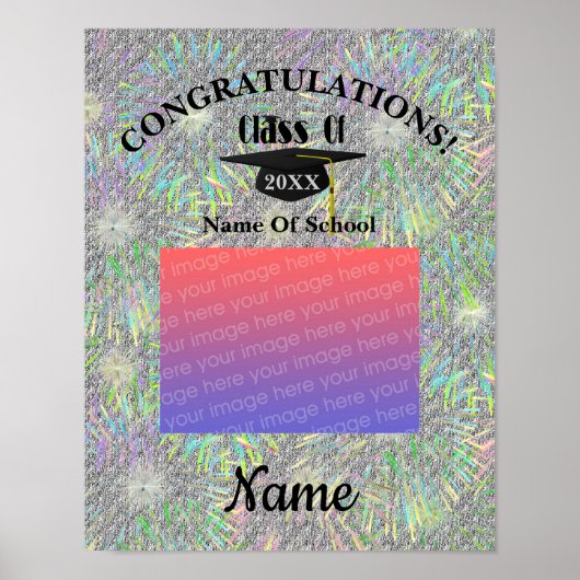 卒業キャップ及びタッセルパーソナライズされた写真 ポスター (正面)