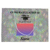 卒業キャップ及びタッセルパーソナライズされた写真 ラージペーパーバッグ (裏面)