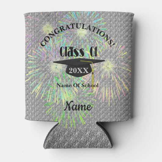 卒業キャップ及びタッセルパーソナライズされた 缶クーラー (正面)