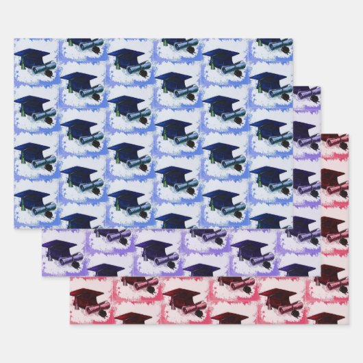 卒業キャップ及び卒業証書コレクション ラッピングペーパーシート (セット)