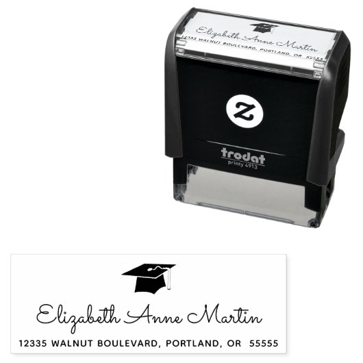 卒業キャップ大学院の名前差出人住所 セルフインキングスタンプ (インサイチュ)