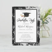 卒業キャップ大理石黒卒業パーティー 招待状 (スタンド正面)