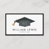 卒業キャップ学生モダンミニマルQRコード 名刺 (正面)