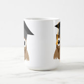 卒業キャップ式卒業マグ付きブラウンフクロウ コーヒーマグカップ (中央)