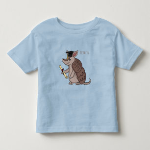 卒業キャップ漫画と可愛いアルマジロ トドラーTシャツ