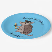 卒業キャップ漫画と可愛いアルマジロ ペーパープレート (アングル)