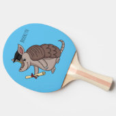 卒業キャップ漫画と可愛いアルマジロ 卓球ラケット (横)