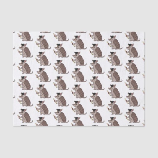 卒業キャップ漫画と可愛いアルマジロ 薄葉紙 (正面)