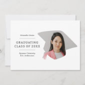 卒業キャップ白黒1写真卒業 案内状 (正面)