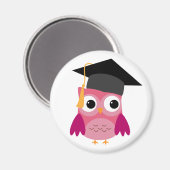 卒業キャップ磁石付きピンクフクロウ マグネット (正面/裏面)