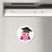 卒業キャップ磁石付きピンクフクロウ マグネット (インサイチュ (食洗機))