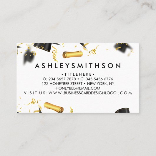 卒業キャップ育ての学校コラージュ 名刺 (裏面)