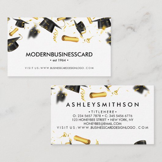 卒業キャップ育ての学校コラージュ 名刺 (正面/裏面)