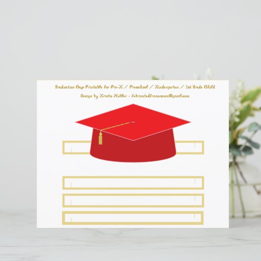 卒業キャップ赤上げパーティー帽子紙シート (スタンド正面)