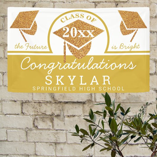 卒業キャップ金ゴールドおもしろいおめでとうパーティー 横断幕