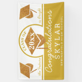 卒業キャップ金ゴールドおもしろいおめでとうパーティー 横断幕 (縦)