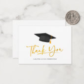 卒業キャップ金ゴールドタッセルサンキューカード ノートカード (正面/裏面インサイチュ)