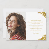 卒業キャップ金箔オンホワイトありがとう 招待状 (裏面)