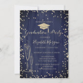 卒業キャップ、グラスダイヤモンドブルー卒業 招待状 (正面)