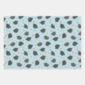 卒業キャップ、タッセルと紙吹雪 ラッピングペーパーシート (正面2)