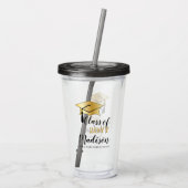 卒業キャップ – タッセルブラック金ゴールドクラス年 アクリルタンブラー (裏面)