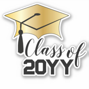 卒業キャップ – タッセルブラック金ゴールドクラス年 シール