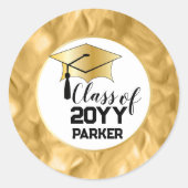 卒業キャップ – タッセルブラック金ゴールドクラス年 ラウンドシール (正面)