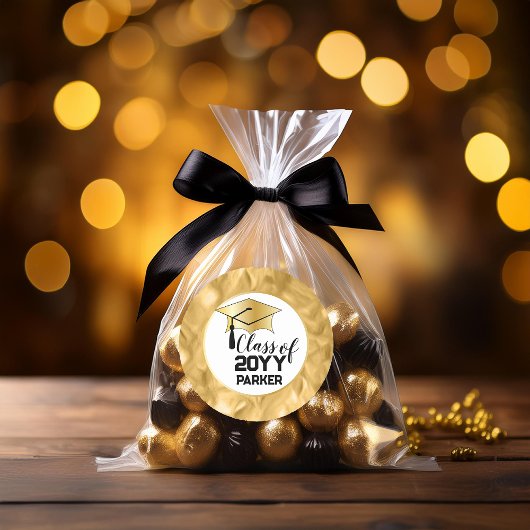 卒業キャップ – タッセルブラック金ゴールドクラス年 ラウンドシール