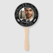 卒業キャップ、タッセル、ディプロマシルバーブラック写真 ハンドファン (裏面)