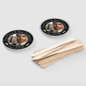 卒業キャップ、タッセル、ディプロマシルバーブラック写真 ハンドファン (組立なし)