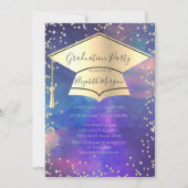 卒業キャップ、ダイヤモンド絵を描スプラッシュ卒業 招待状 (正面)