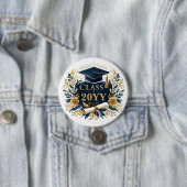 卒業キャップ、ディプロマ、花のクラスのボタン 缶バッジ (インサイチュ)