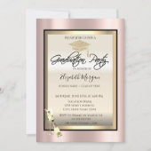 卒業キャップ、ワイングラスバラ金ゴールド卒業 招待状 (正面)