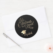 卒業キャップ,名前 黒 ラウンドシール (封筒)