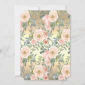 卒業キャップ、花バラ金ゴールド卒業 招待状 (裏面)