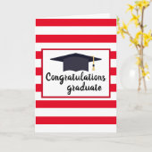 卒業キャップ(赤ストライプ) カード (黄色い花)
