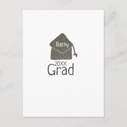 卒業キャップ 銀 グリッター 名前 年度追加 ポストカード (正面)