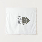 卒業キャップ 銀 グリッター 名前 年度 c追加 タペストリー (正面(横))