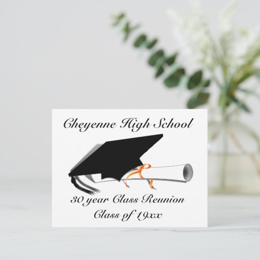 卒業キャップ – 高校クラス懇親会 案内ポストカード (スタンド正面)