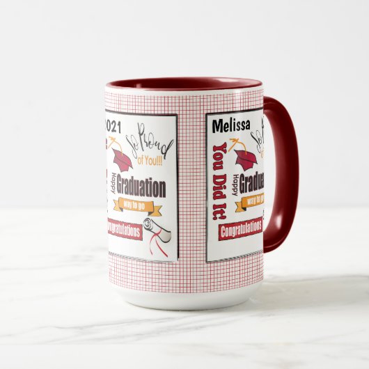 卒業ギフトアイディア – 卒業生のためにパーソナライズ マグカップ (正面右)