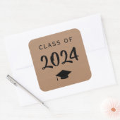 卒業ギフトラベル、クラス2024ステッカー、クラフト スクエアシール (封筒)
