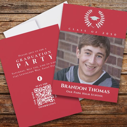 卒業クラシック写真受賞者ローレルレッド 招待状