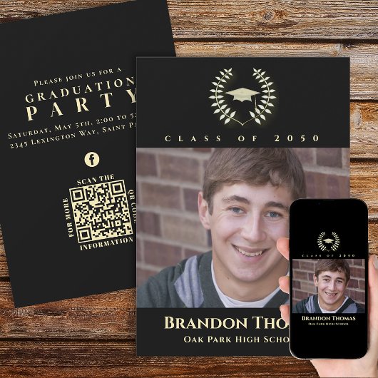 卒業クラシック写真受賞者ローレル金ゴールド 招待状