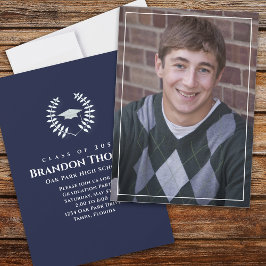 卒業クラシック写真海軍ブルー賞受賞者ローレル 招待状