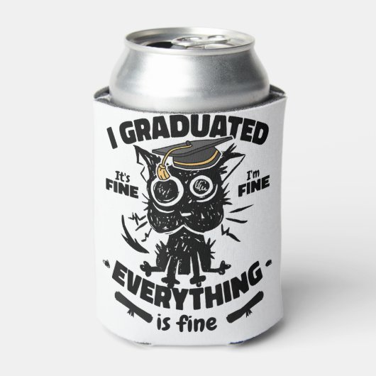 卒業クラスおもしろいの黒猫 缶クーラー