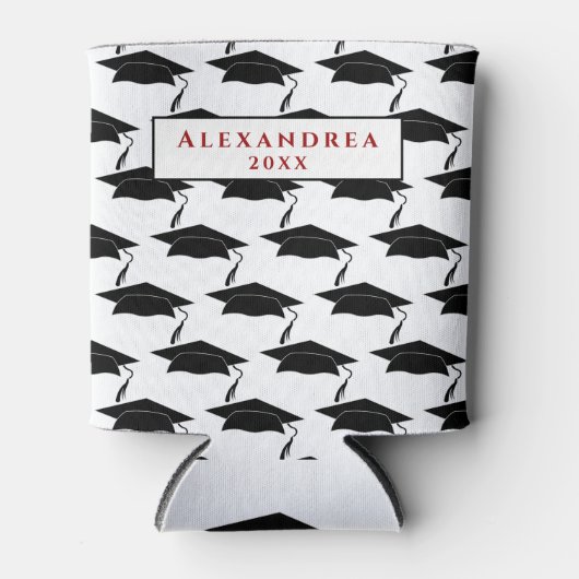 卒業クラスのキャップのパーソナライズ 缶クーラー (正面)